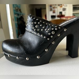 Black Studded Mule Clogs